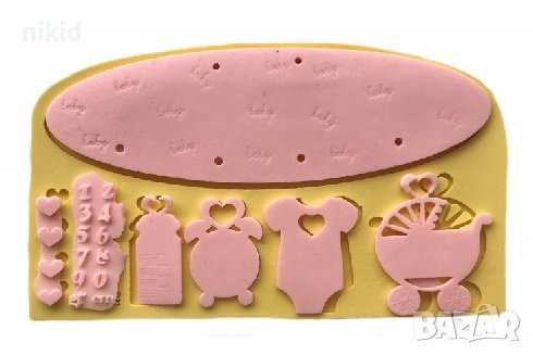 Грамадно бебешко пано визитка за тегло дата боди количка кантар силиконов молд форма калъп гипс, снимка 1 - Форми - 36825300