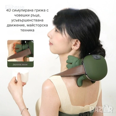 Масажор за врат и рамене с топлина, USB зареждане - 4D масаж, снимка 3 - Масажори - 54212566