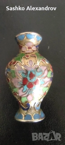 Миниатюрна ваза Клоазоне (Cloisonné) – Китайски емайл, 4.5 см , снимка 5 - Други ценни предмети - 54322291