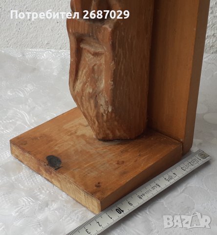 Голям стар дървен ограничител за книги, фигура, дърворезба Bookend, снимка 8 - Статуетки - 36611632
