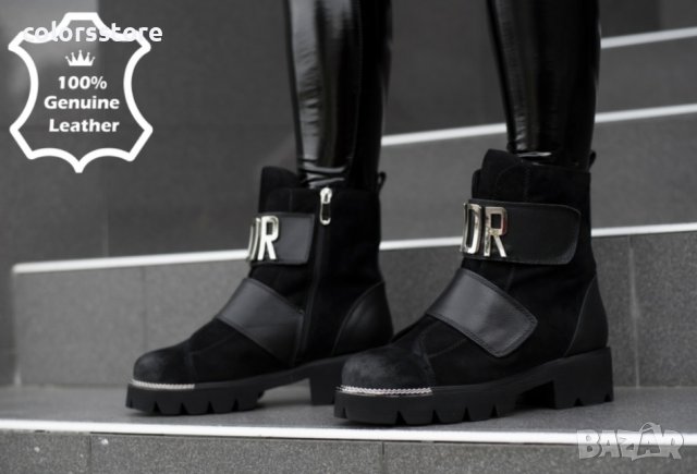 Равни боти - черен ЕСТЕСТВЕН велур и ЕСТЕСТВЕНА кожа - 9047-69, снимка 2 - Дамски боти - 38036837