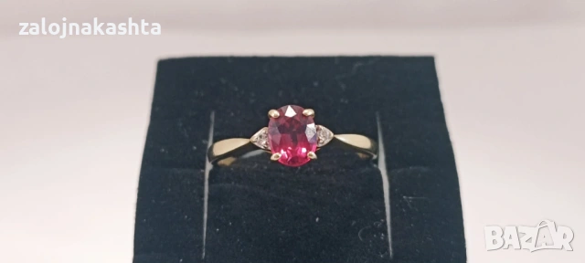 Златен пръстен с Розов Шпинел-1,91гр/9кр