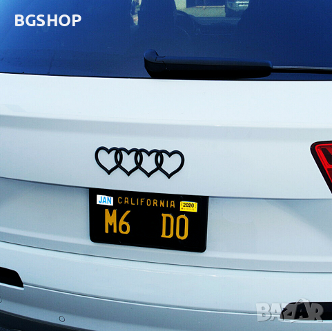 Емблема за Audi / Ауди четири сърца - Black Mate, снимка 5 - Аксесоари и консумативи - 36514373