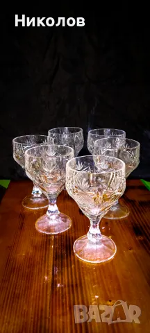 Комплект кристални чаши за вино, снимка 3 - Сервизи - 49266760
