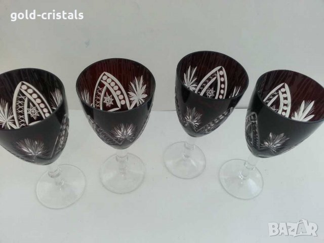 Кристални чаши цветен червен  кристал, снимка 3 - Чаши - 31070642