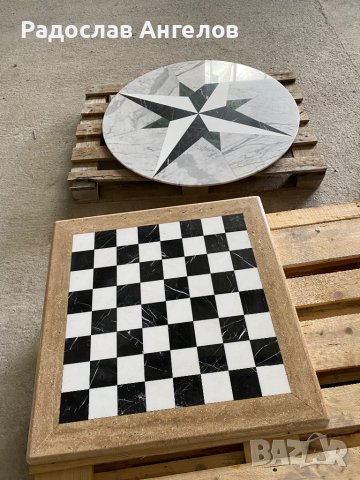 Мраморна шахматна маса , снимка 2 - Маси - 37224616