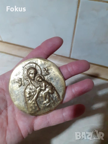 Богородица бронз икона религия масивна, снимка 5 - Антикварни и старинни предмети - 53356750