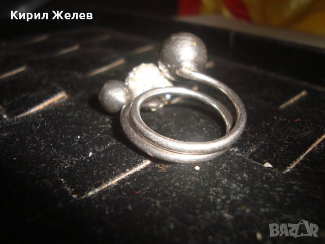 СТАР СРЕБЪРЕН ВИНТИДЖ ТОПЧЕСТ АРТ ДИЗАЙНЕРСКИ ПРЪСТЕН с БЯЛ ЕМАЙЛ и КРИСТАЛЧЕТА 19446, снимка 15 - Пръстени - 31595555