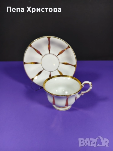 Чаша за кафе (мока) Carl Tielsch Altwasser "Barock Gold", снимка 2 - Чаши - 51476373