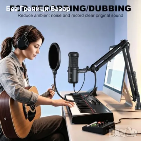 Нов Aokeo AK-60s кондензаторен USB микрофон с рамо Pop Filter за PC кодкаст YouTube Discord, снимка 7 - Микрофони - 56208807