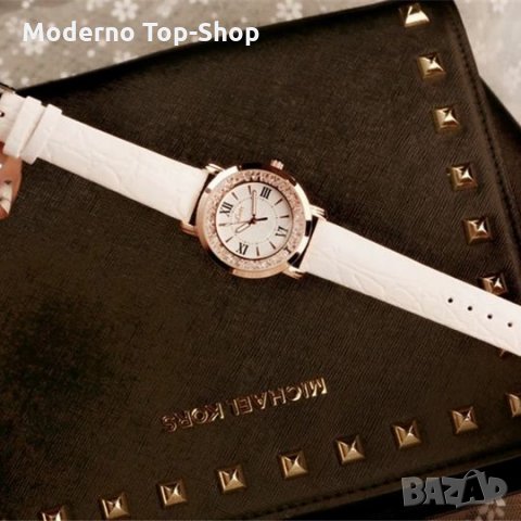 Красив дамски кварцов часовник с кристали-кожена верижка., снимка 3 - Дамски - 31163052