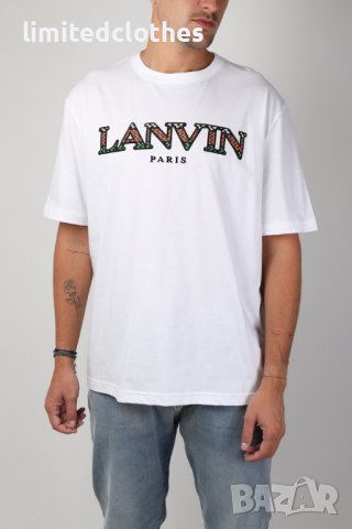 LANVIN White Embroidered Logo Мъжка Тениска size S
