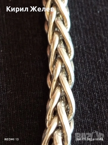 Сребърна гривна плетка тип ЖИТЕН КЛАС много красива майсторска ръчна изработка 50861, снимка 2 - Гривни - 53004528