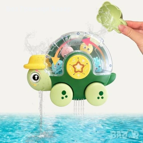 Нова Интерактивна играчка за баня за деца 1-3 години костенурка с въртящи очи и воден ефект
