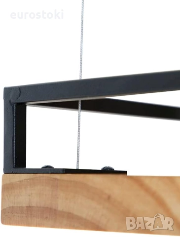 Qazqa - Shelf Индустриална висяща лампа за трапезария за таван, черна с дърво, за 4 крушки - рафт  , снимка 2 - Лампи за таван - 52031424