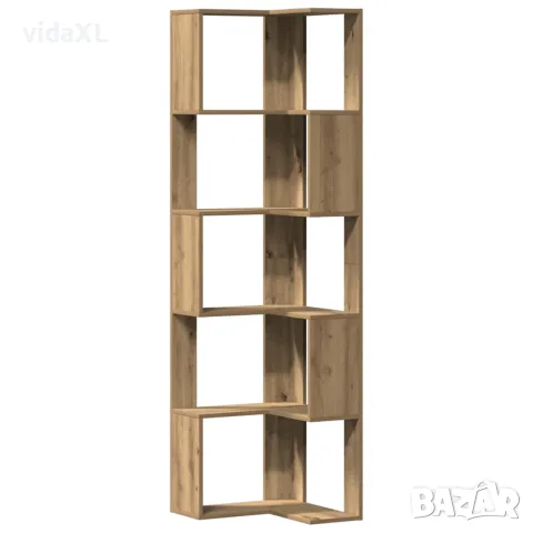 vidaXL Ъглова етажерка 5 нива дъб артизан 50x50x179 см инженерно дърво