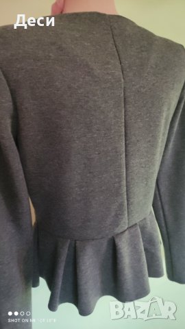 РАЗПРОДАЖБА сива красива блузка с цип, снимка 2 - Блузи с дълъг ръкав и пуловери - 38657954