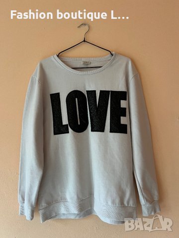 River Island Бяла блуза с черен надпис LOVE 40 размер 🤍🖤, снимка 1 - Блузи с дълъг ръкав и пуловери - 44326098