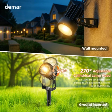 LightingWill Комплект 6 броя градински LED прожектори с таймер и фотоклетка, 3W 3000K, IP65, снимка 8 - Лед осветление - 51258568