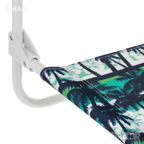 Бял сгъваем плажен стол с палми 45x41x50 см S_1248777, снимка 4 - Къмпинг мебели - 50045424