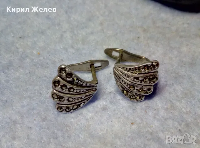 РЕТРО АРТ СТИЛ АНГЛИЙСКИ МАРКАЗИТЕНИ СРЕБЪРНИ ОБЕЦИ СРЕБРО 925 РЪЧНА ИЗРАБОТКА 48205