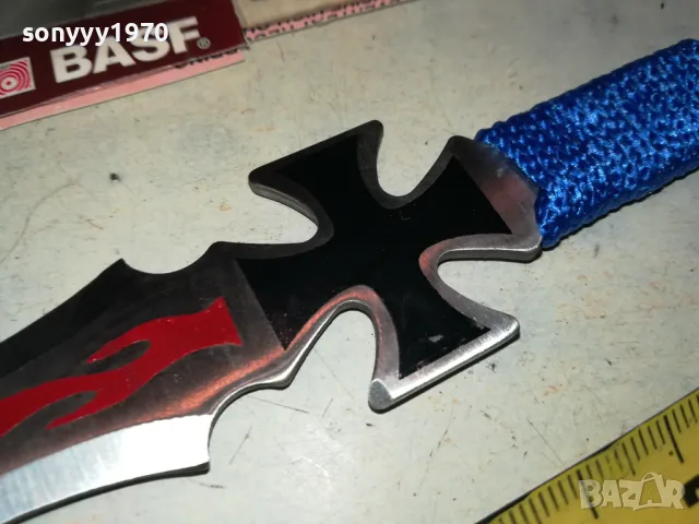 НОЖ С КРЪСТ-СИНЯ ОПЛЕТКА 1203252018, снимка 12 - Ножове - 49469709