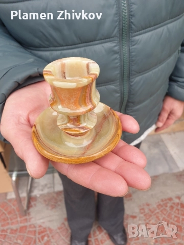 свещник от естествен многоцветен ахатов камък