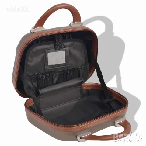 vidaXL Комплект от 4 броя твърди куфари на колелца, цвят кафе, снимка 6 - Куфари - 56148319