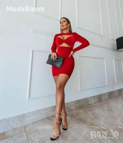🌹Великолепие в Червено с Рокля Кадифе🌹, снимка 2 - Рокли - 48063362