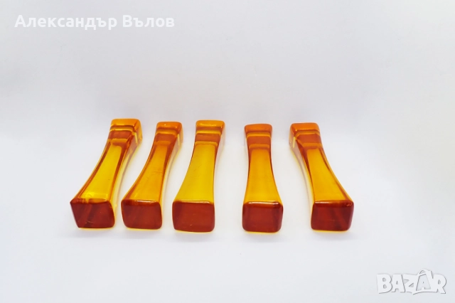 Стар Комплект от 5 бр Поставки за Прибори Луцит Сервиране Изискано Хранене , снимка 3 - Други ценни предмети - 52910888