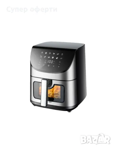 Фритюрник, 1700W, 7л., Горещ въздух, Таймер, до 200°C, с видим прозорец, Черен, снимка 2 - Фритюрници - 49901999