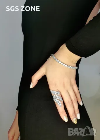 Пръстен със Светло Син Естествен Топаз и бял топаз, снимка 3 - Пръстени - 49575516