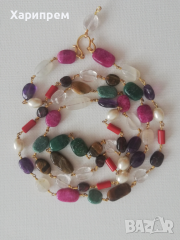 Цветни гердани с полускъпоценни камъни от Индия, снимка 2 - Колиета, медальони, синджири - 44527070