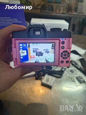 5K цифрова камера, 48MP/60FPS камери за фотография, видеокамера/влог, WiFi управление розов, снимка 5 - Фотоапарати - 53356986