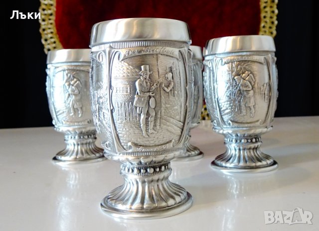 Чаши от калай с картини за старите пощи. , снимка 2 - Антикварни и старинни предмети - 39967937