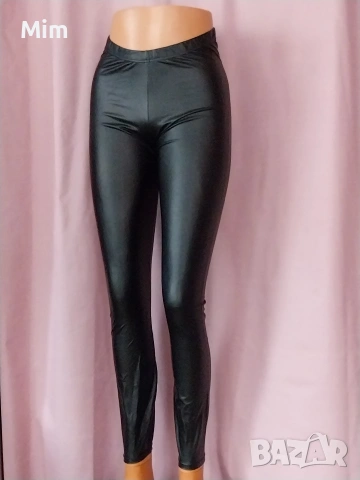 Черни ,еластични клинове еко кожа , снимка 2 - Клинове - 53240332