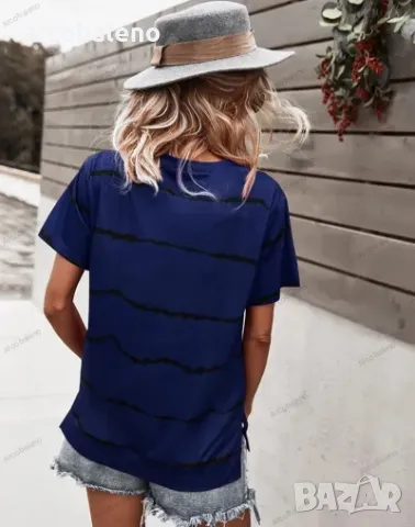 Дамска тениска с къс ръкав и кръгло деколте, 5цвята , снимка 5 - Тениски - 41580646