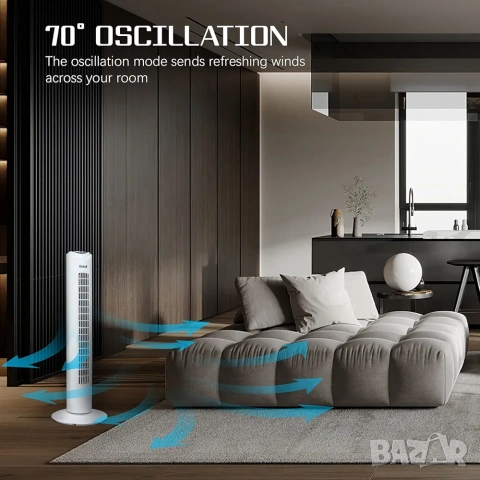 Вентилатор тип „кула“ Gotoll с дистанционно, 3 скорости, Таймер, снимка 6 - Вентилатори - 54112116