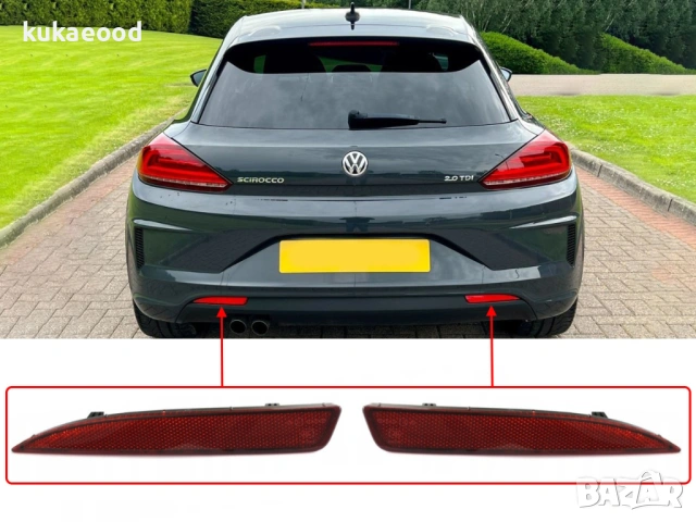 Рефлектор за задна броня на VW Scirocco R-Line, снимка 3 - Части - 54106868