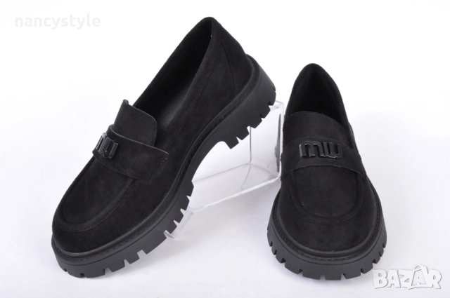 НОВО! Черни дамски лоуфъри от еко велур, снимка 2 - Дамски ежедневни обувки - 51688730