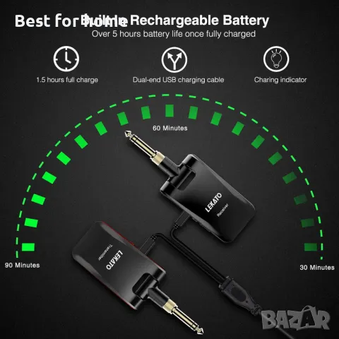 Безжична система за китара  с двойни жакове LEKATO, снимка 4 - Китари - 50044883