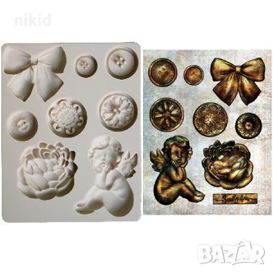 Ангел цвете Лотус копче панделка брошка силиконов молд форма фондан шоколад гипс 