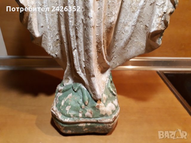 Стара статуетка, фигура, Дева Мария, вис. 58 см., снимка 4 - Антикварни и старинни предмети - 31987901