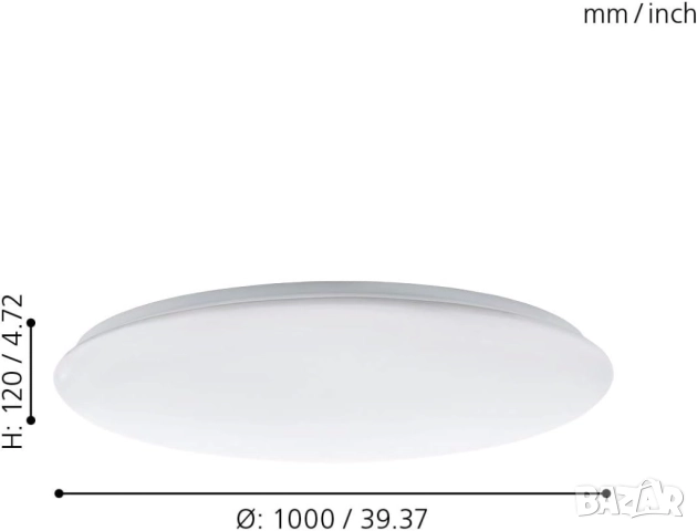 LED Плафон с Дистанционно EGLO GIRON 97528 – 80 W, 7800 lm, 3000K–5000K, Димируем!, снимка 3 - Лампи за таван - 52859409