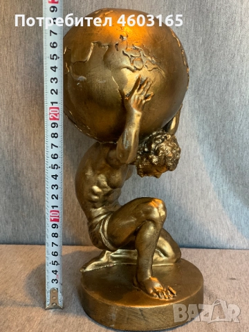 Скулптура на Атлас Титан, държащ глобус, снимка 3 - Антикварни и старинни предмети - 52793147