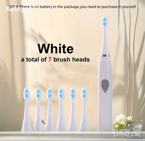 Електрическа четка за зъби с батерии, нова, 6 резервни глави