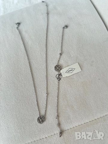 Fossil , сребърни колие и гривна “ цветето на живота”, снимка 3 - Бижутерийни комплекти - 52107556