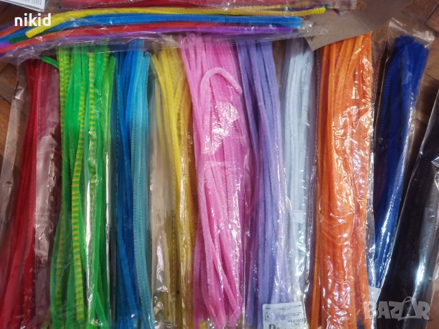 40 бр цветни телчета тел с кадифе огъващи пръчки пръчици за игра ръчна изработка  плюшени шнурчета , снимка 7 - Други - 21293360