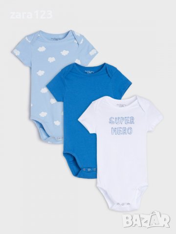 нов комплект от 3 бодита с къс ръкав за момче 6-9м/74см, снимка 1