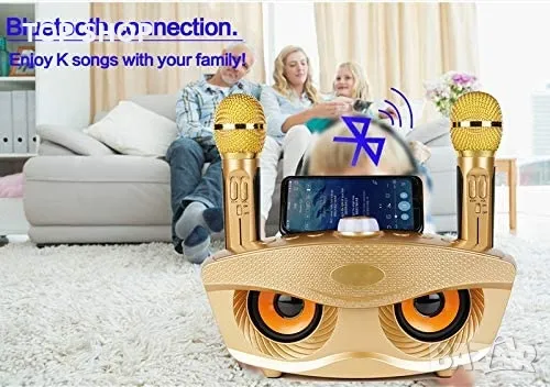 Нова Караоке машина Високоговорител с 2 безжични микрофона за парти, снимка 3 - Слушалки и портативни колонки - 49919397